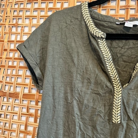 Boden Army Olive Green Gold Dora Embroidered Tie Waist Jersey Dress Size 2R - Picture 7 of 14